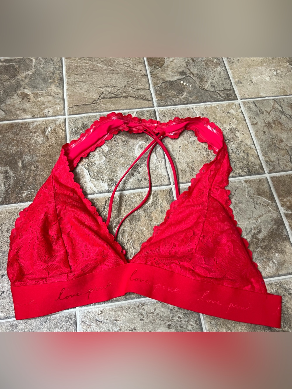 Victoria's Secret Red Lace Bralette with Strappy Back